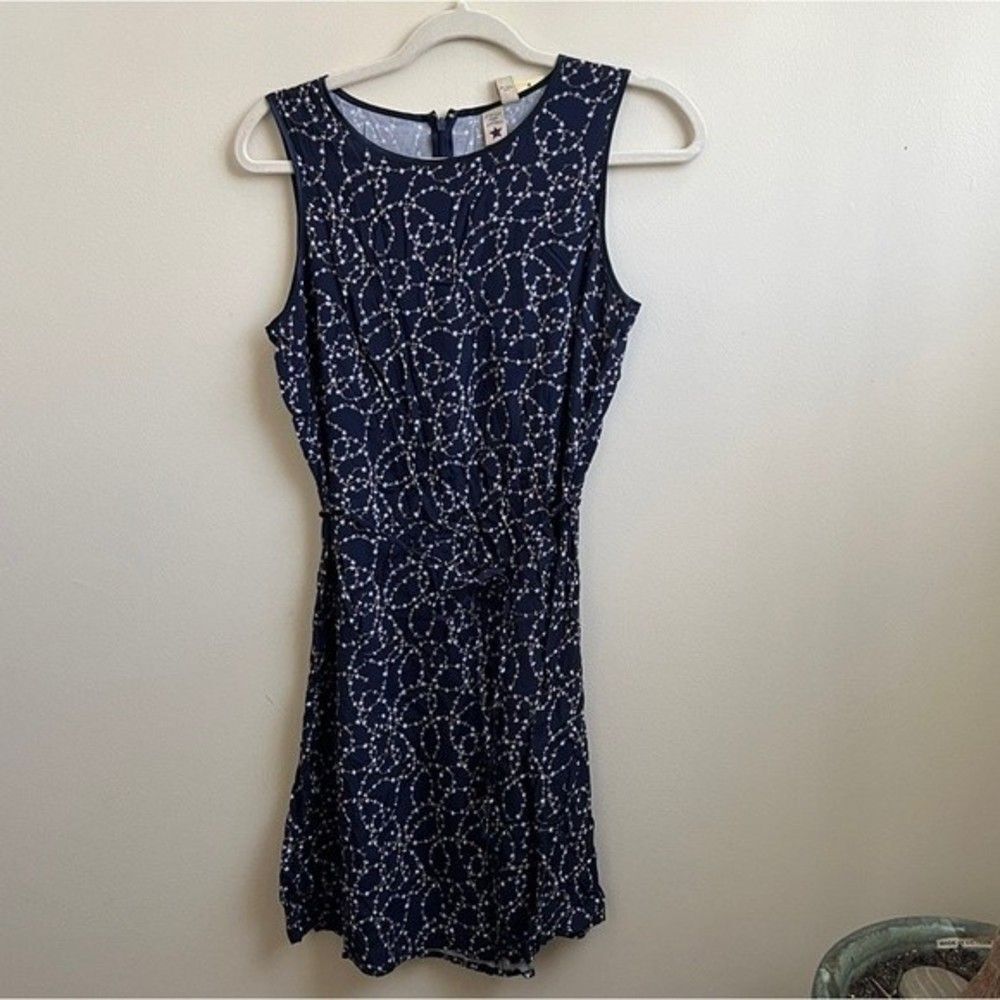 NWT vintage AEO sleeveless floral sundress tunic dress navy blue Size 8 Y2K